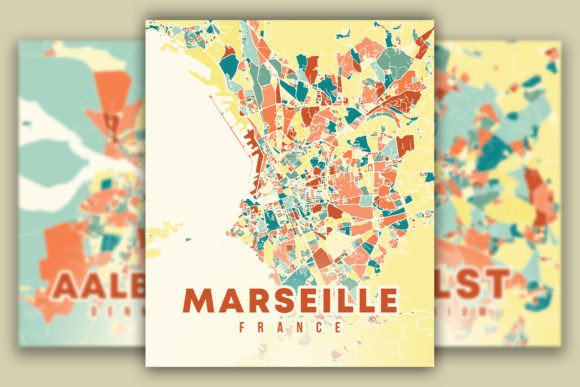 Download Marseille France Colorful Poster Map - France Collection