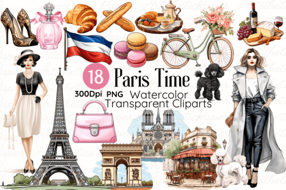 Download Paris Time in France Sublimation Clipart - France Collection