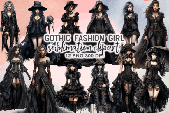 Download Gothic Fashion Girl Sublimation Clipart - Gothic fashion girl Collection