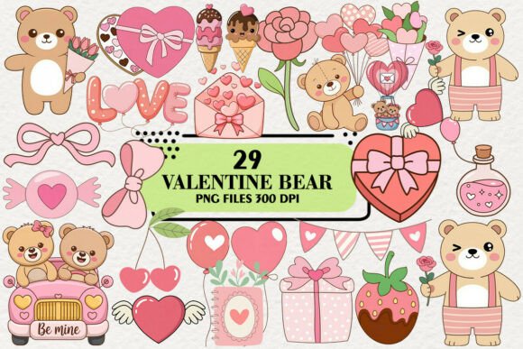 Download Kawaii Valentine Bear Clipart Bundle - Kawaii valentine Collection